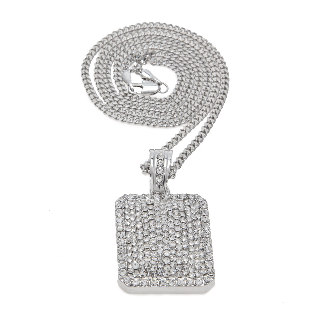 Fashion Silver Crystal Hiphop Long Necklace Flat Men Necklace @ Best ...