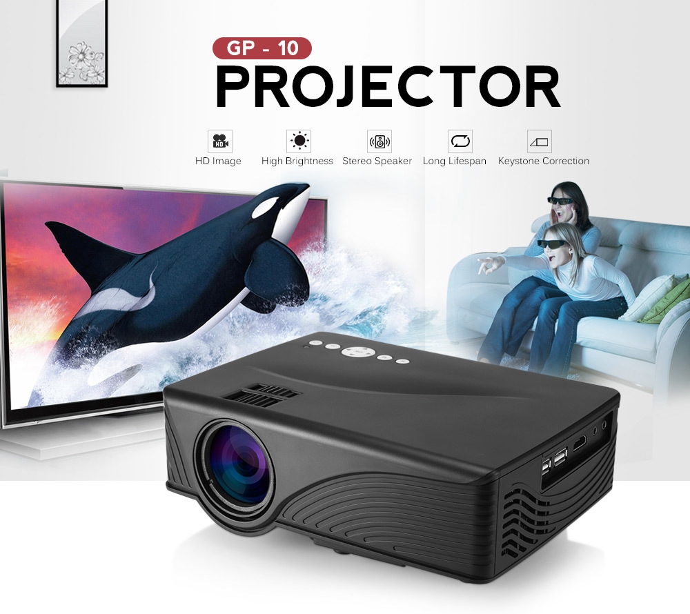 GP - 10 Video Projector Home Theater 2000 Lumens 800 x 480P Support 1080P