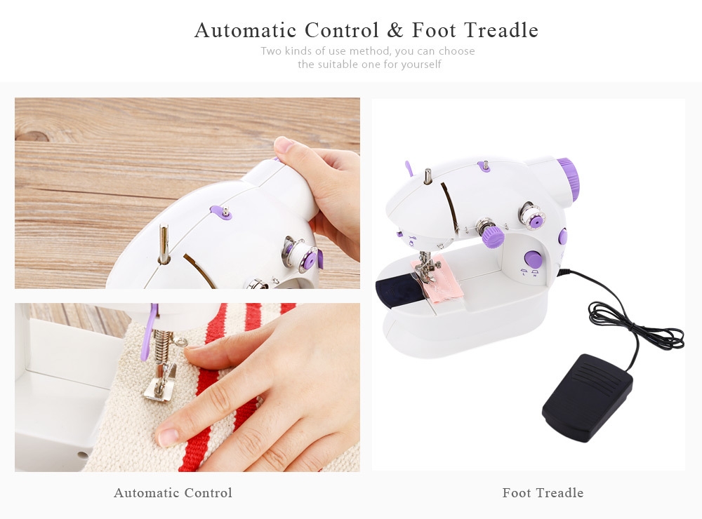 Mini Automatic Thread Sewing Machine Double Speed Control Button