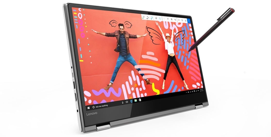 Lenovo Yoga 530 stylish 2-in-1 laptop, shown in Tablet mode with Lenovo Active Pen