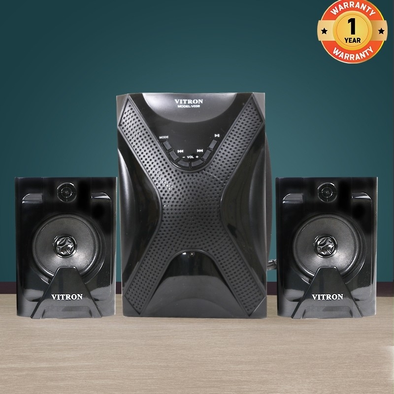 VITRON V038 Home Theater Sound System 2.1 Multimedia Bluetooth Speaker Subwoofer with Radio black 32w V038 1