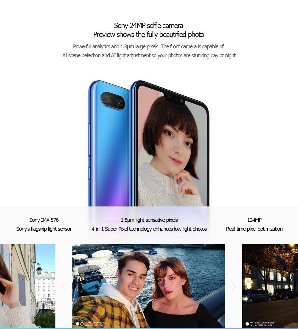 Xiaomi Mi 8 Lite 4G Phablet Android 8.1 6.26 inch Snapdragon 660 Octa Core 2.2GHz 6GB RAM 128GB ROM Dual Rear Cameras